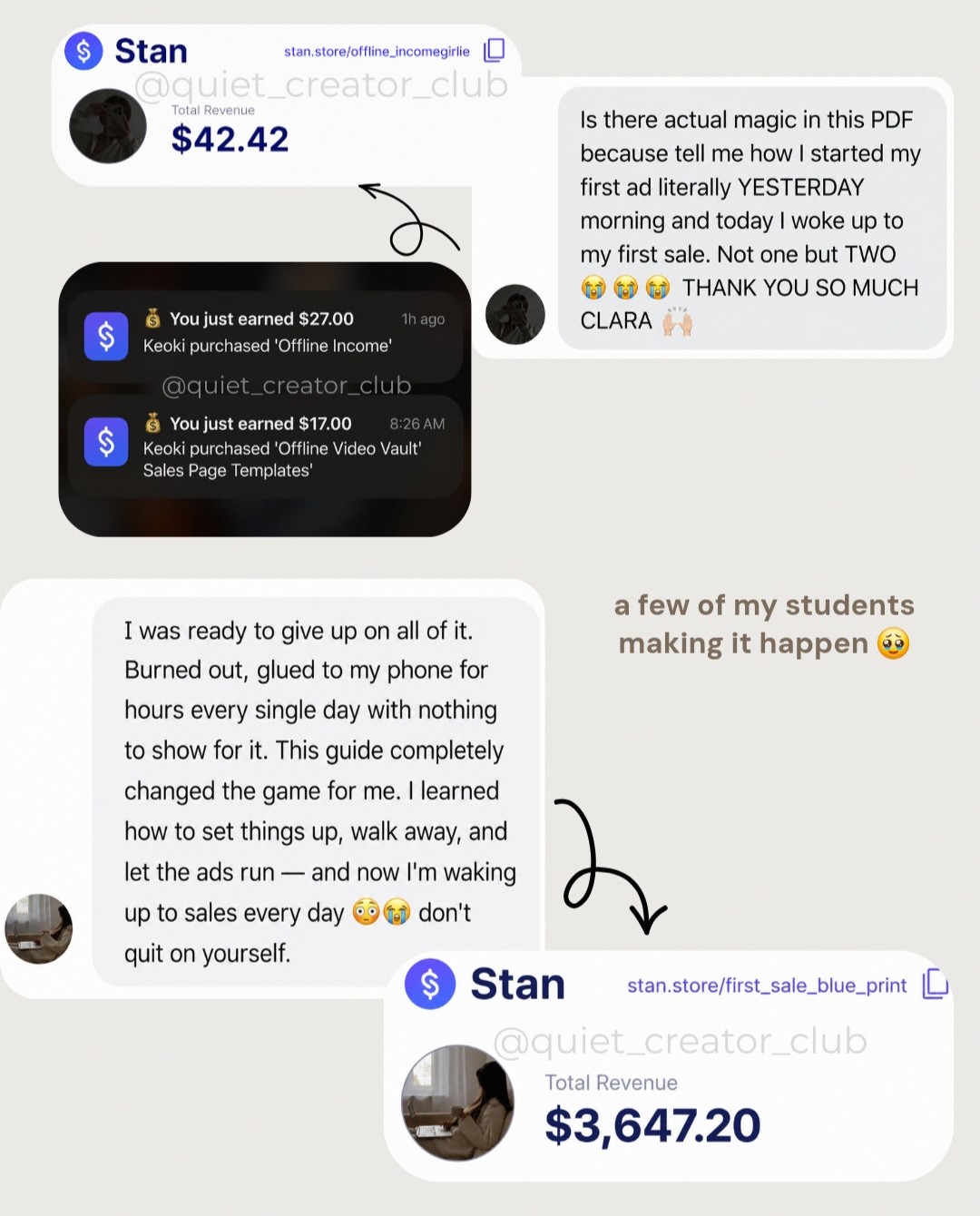 Messages and store revenue screenshots shared by people using this system